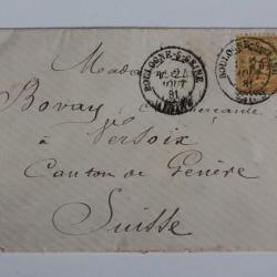 Enveloppe affranchie type sage 25c oblitération Ambumlant N°10 1881