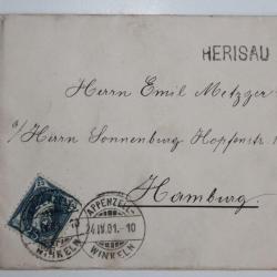 Enveloppe Herisau Allemagne cachet Appenzellwinkeln 1901