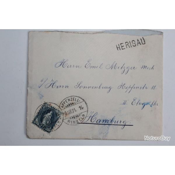 Enveloppe Herisau Allemagne cachet Appenzellwinkeln 1901