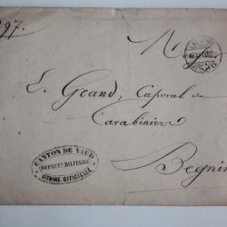 Enveloppe lettre Suisse canton de Vaud cachet département militaire 1870