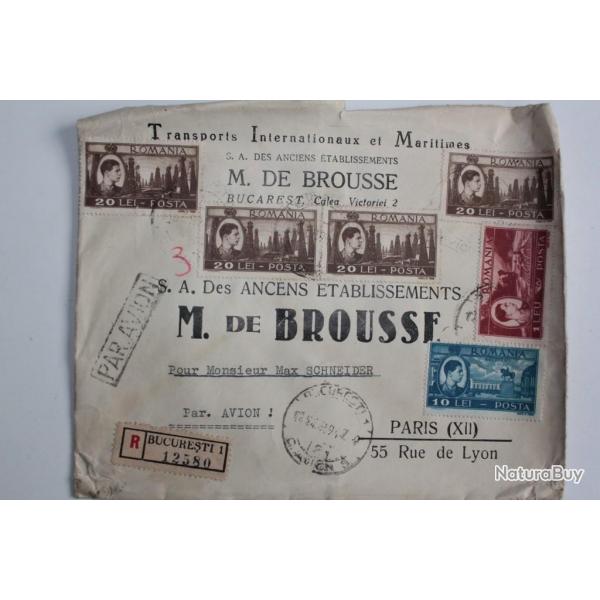 Enveloppe air mail Transports Internationaux M.de Brousse 1947