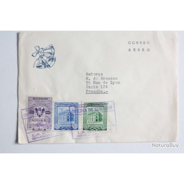 Enveloppe air mail Venezuela La Guatra 1957