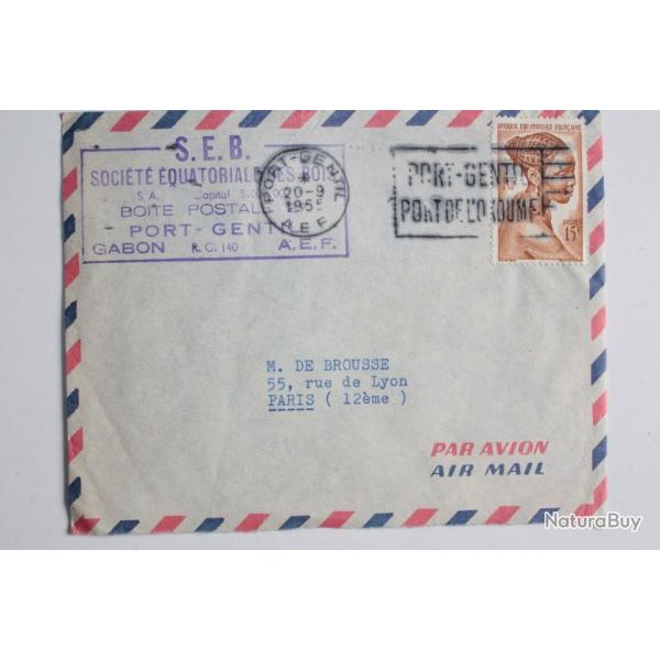 Enveloppe air mail Port Gentil Afrique quatoriale Franaise 1955