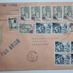 Enveloppe air mail Cameroun Douala recommandée 1959