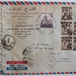 Enveloppe air mail Égypte Caire censor 1953