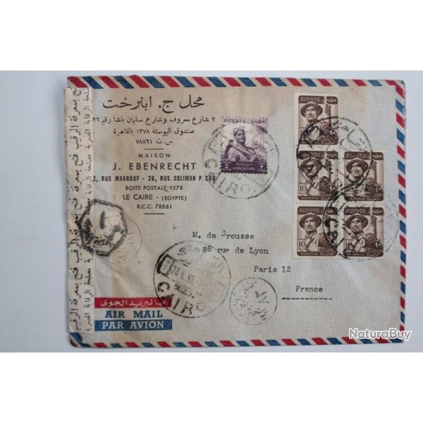 Enveloppe air mail gypte Caire censor 1953