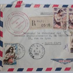 Enveloppe air mail Polynésie française Aéronautique Civile 1959