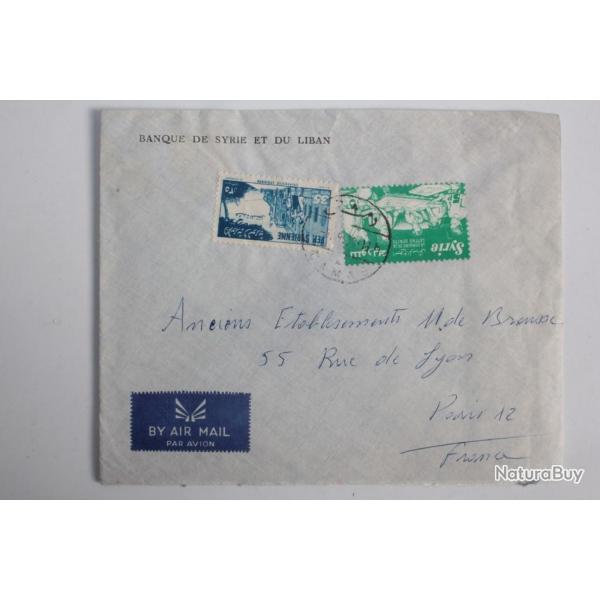 Enveloppe air mail banque de Syrie et du Liban 1953