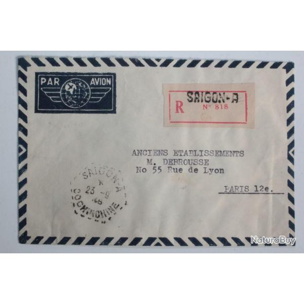Enveloppe air mail Saigon-A Indochine 1948