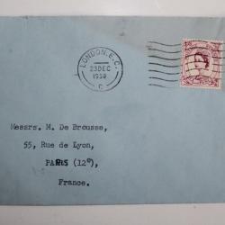 Enveloppe timbre Angleterre commeroial union marine dept 1958