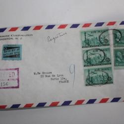 Enveloppe U.S air mail registrered  union city N.J 1956