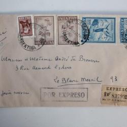 Enveloppe timbres Argentine via aereo expreso 1969
