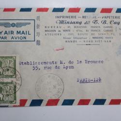 Enveloppe imprimerie timbres Indochine bloc x16 air mail 1950