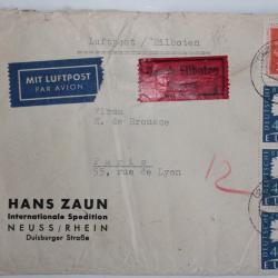 Enveloppe timbres Allemagne flora Europa par avion exprès 1957