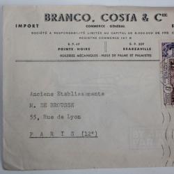 Enveloppe Branco timbre Afrique équatoriale française Libération 1957