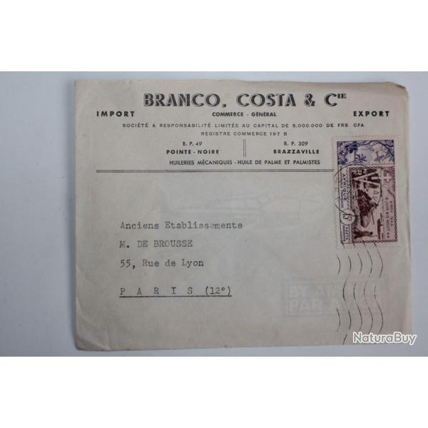 Enveloppe Branco timbre Afrique quatoriale franaise Libration 1957