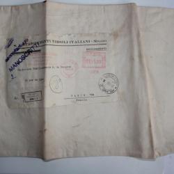Enveloppe sac tissus timbre Italie Milan Recommandée 1956