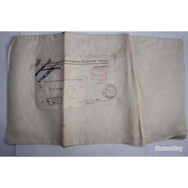 Enveloppe sac tissus timbre Italie Milan Recommande 1956