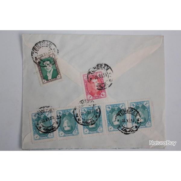 Enveloppe timbres 2R en bande Iran air mail 1957
