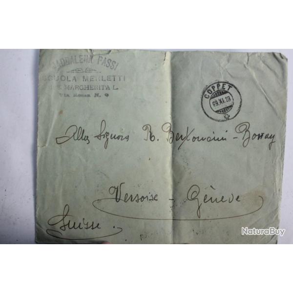 Enveloppe Italie maddalena passi scuola merletti 1923