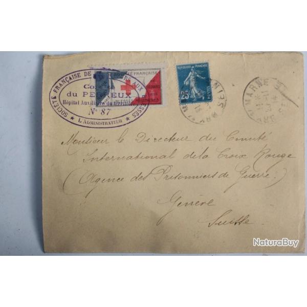 Enveloppe Socit franaise secours aux blesses comit du perreux 1914