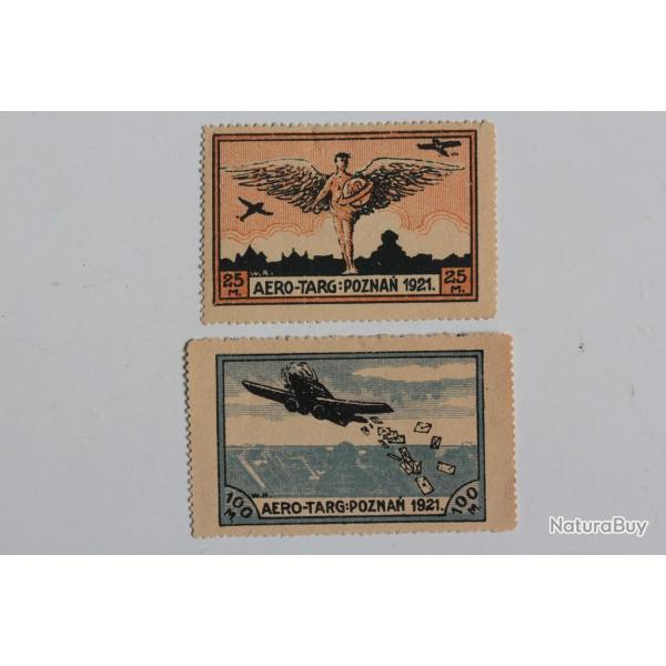 Timbres Vignettes poste arienne Pologne 100M faux 1921