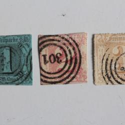 Timbres Allemagne tour et Taxis 1851 oblitéré annulé 301