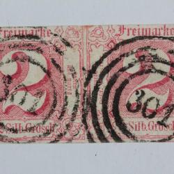 Timbres Allemagne tour et taxis oblitéré annulé 301 se tenant 1851