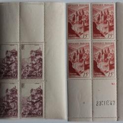 Timbres France blocs x4 conques et roc-amadour 1947 neufs