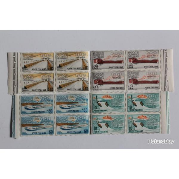 Timbres Italie jeux olympique Cortino 1956 bloc x4 1956 neufs