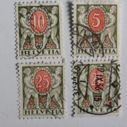 Timbres Taxe Suisse gomme grillé 1934 oblitérés