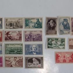 Timbres France oeuvre de guerre 1940 neufs sur charnière