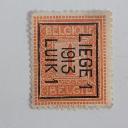 Timbre Belgique pré oblitéré liège 1c 1912-1913