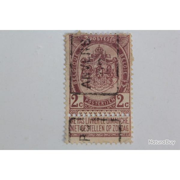 Timbre Belgique 2c pr oblitr 1893-1900