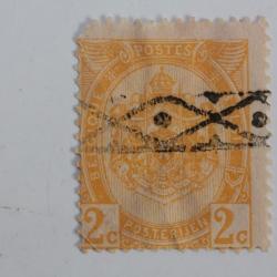 Timbre Belgique 2c oblitération d'annulation à la roulette 1893-1900