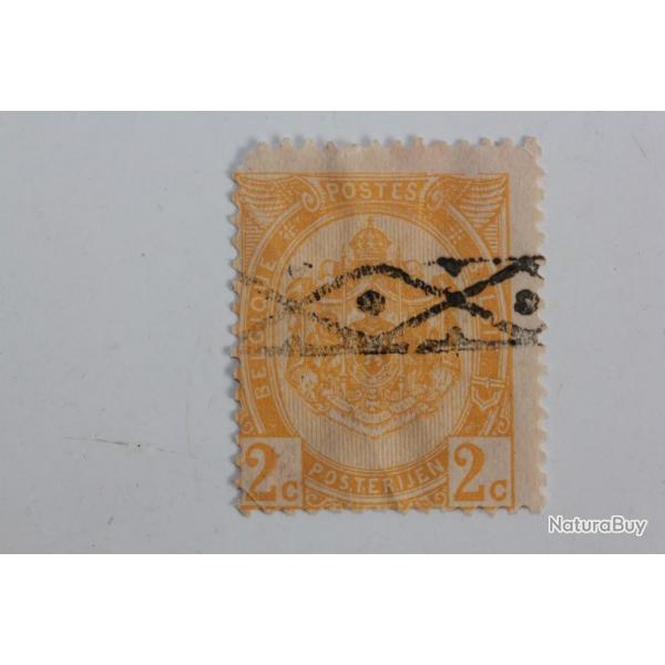Timbre Belgique 2c oblitration d'annulation  la roulette 1893-1900
