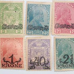 Timbres Liechtenstein émission 1917/1918 surchargé 1920