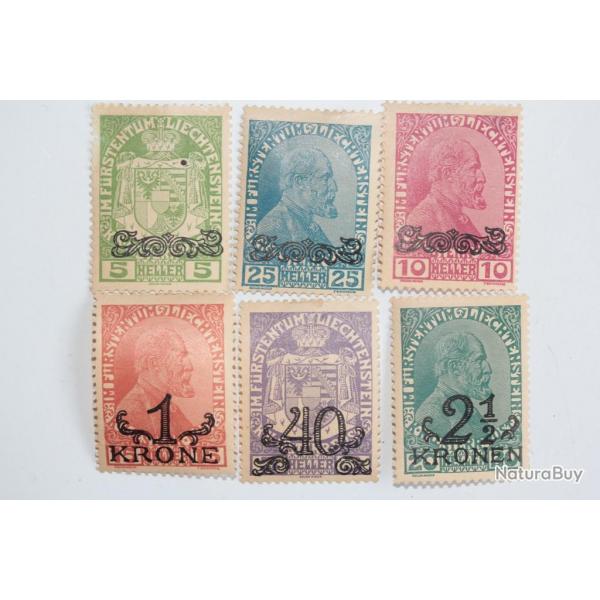Timbres Liechtenstein mission 1917/1918 surcharg 1920