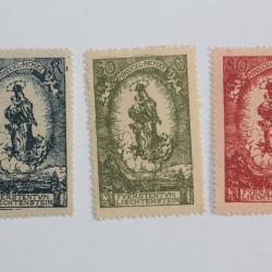 Timbres Liechtenstein anniversaire Jean II madone 1920 défaut
