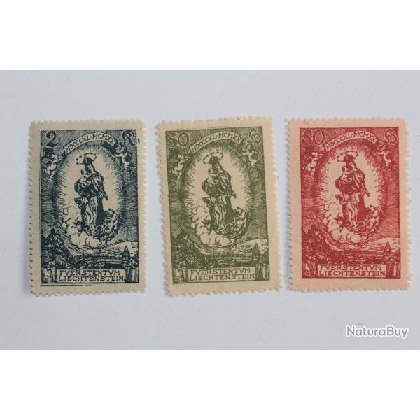 Timbres Liechtenstein anniversaire Jean II madone 1920 dfaut
