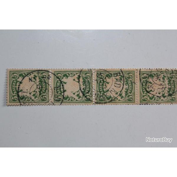 Timbres Allemagne Bavire 5 pfenning se-tenant x4