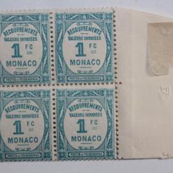 Timbres taxe Monaco recouvrements valeurs impayées 1Fc 1932