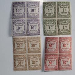Timbres taxe Monaco recouvrement valeurs impayées bloc x4 neuf 1924