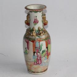 Vase porcelaine émaillée Chine Famille rose Canton XIXe siècle