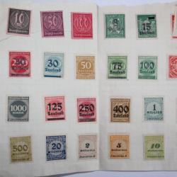 Timbres services Allemand collé avec charnière sur feuille neufs 1923