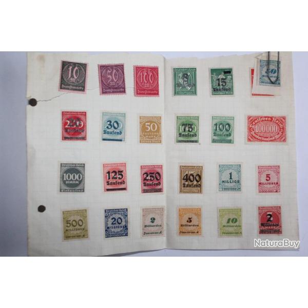 Timbres services Allemand coll avec charnire sur feuille neufs 1923