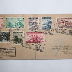 Pologne timbres d'exil série complète sur enveloppe 1943