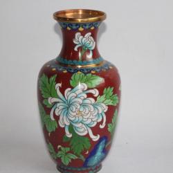 Vase émaux cloisonnés Chrysanthèmes Chine