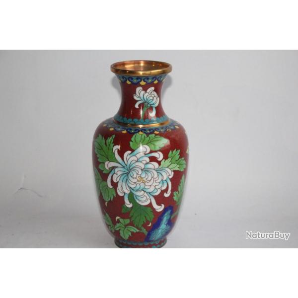 Vase maux cloisonns Chrysanthmes Chine