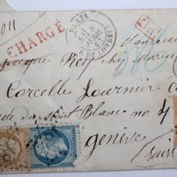 Timbres France empire lauré 20c,10c et 40c 1867 obl étoile n°18